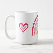 Mug Nom de l'enseignant de Rainbow Heart Monogram (Gauche)