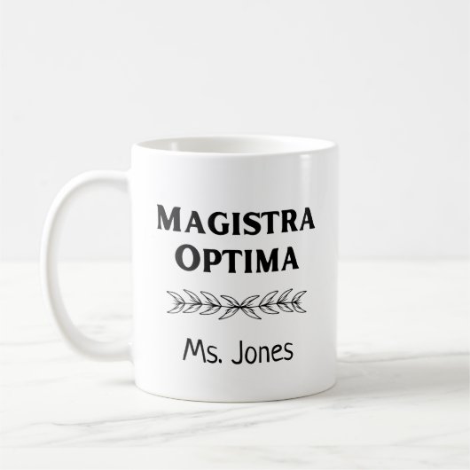 Mug Nom de l'enseignant latin personnalisé Magistra Op (Gauche)