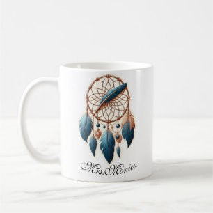 Mug Nom de l'enseignant personnalisé Boho Dreamcatcher