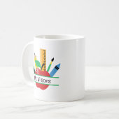 Mug Nom de l'enseignant personnalisé Classe Apple (Devant gauche)