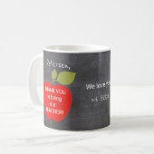 Mug Nom de l'enseignant | Tableau noir pomme rouge mer (Devant gauche)