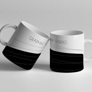 Mug Nom de l'entreprise moderne noir et blanc personna