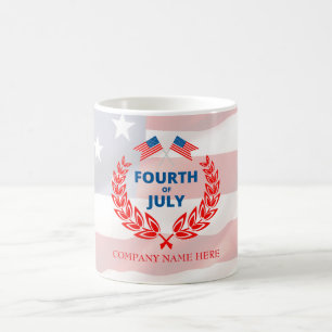 Mug Nom de l'entreprise personnalisée 4 juillet Drapea