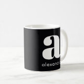 Mug Nom de lettre initiale monogramme noir simple mode (Devant droit)