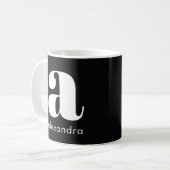 Mug Nom de lettre initiale monogramme noir simple mode (Devant gauche)