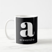 Mug Nom de lettre initiale monogramme noir simple mode (Gauche)