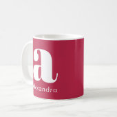 Mug Nom de lettre initiale monogramme rose simple mode (Devant gauche)