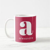 Mug Nom de lettre initiale monogramme rose simple mode (Gauche)