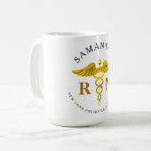 Mug Nom de l'infirmière autorisée Gold Caduceus (Devant gauche)