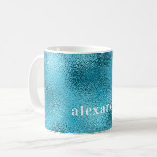 Mug Nom de monogramme blanc turquoise