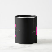 Mug Nom de monogramme de style moderne Black Pink (Centre)