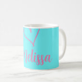 Mug Nom de monogramme féminin moderne rose en écriture (Devant droit)