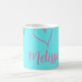 Mug Nom de monogramme féminin moderne rose en écriture (Centre)