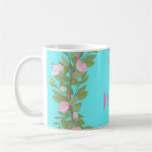 Mug Nom de monogramme féminin moderne rose en écriture (Gauche)