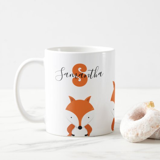 Mug Nom de monogramme Fox (Avec donut)