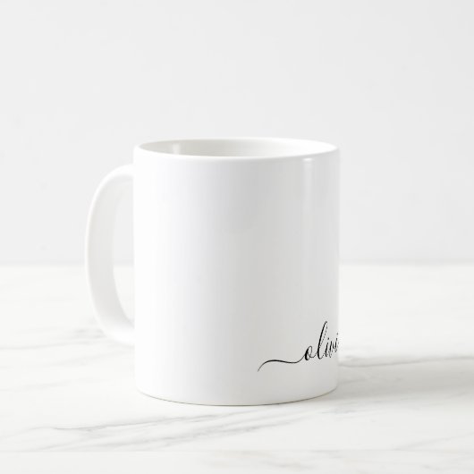Mug Nom de monogramme moderne de script de fille en no (Devant gauche)