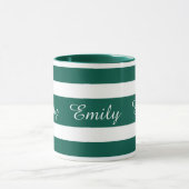 Mug Nom de motif rayé vert moderne (Centre)