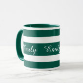 Mug Nom de motif rayé vert moderne (Devant gauche)