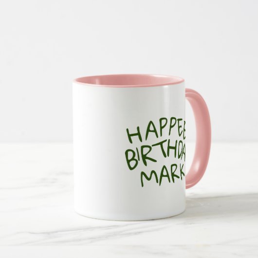 Mug Nom de naissance avec texte vert (Devant droit)