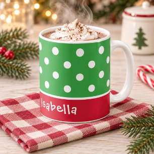 Mug Nom de Noël aux pois verts festifs