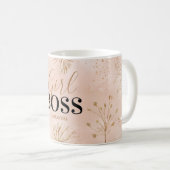 Mug Nom de patronne girly tendance rose et or (Devant droit)