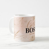 Mug Nom de patronne girly tendance rose et or (Devant gauche)