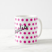 Mug Nom de pois blanc rose (Devant droit)