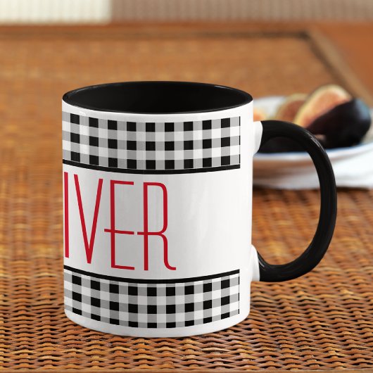 Mug Nom de police mince Buffalo Check 11oz Combo Café