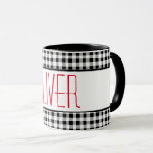 Mug Nom de police mince Buffalo Check 11oz Combo Café (Devant droit)