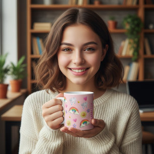 Mug Nom de Puff 3D Rainbow Nuages Étoiles Sun & Heart