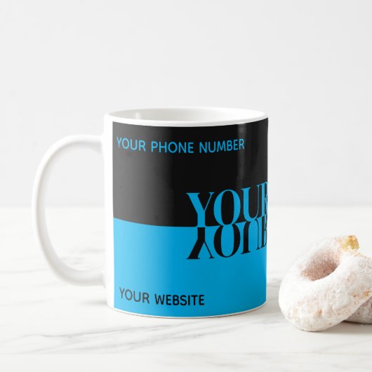 Mug Nom de reflet noir et bleu simple et élégant (Avec donut)