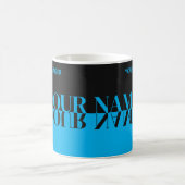 Mug Nom de reflet noir et bleu simple et élégant (Centre)