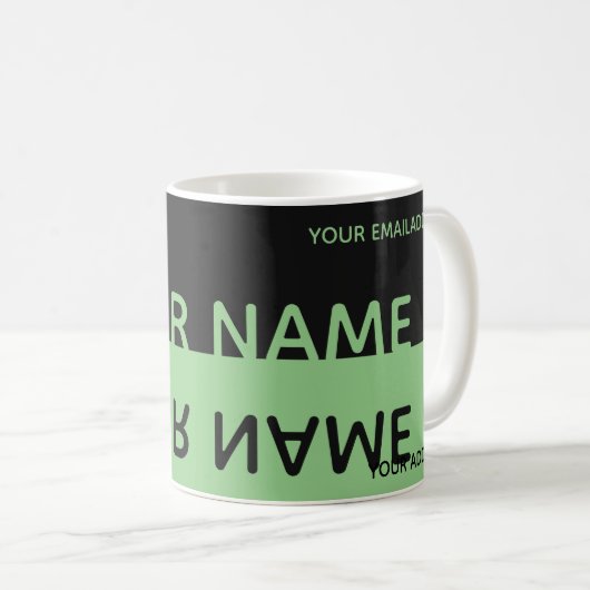 Mug Nom de reflet tout simplement élégant noir et vert (Devant droit)