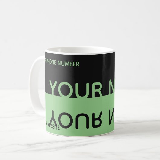 Mug Nom de reflet tout simplement élégant noir et vert (Devant gauche)