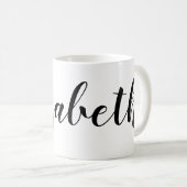 Mug Nom de script blanc noir simple (Devant droit)