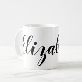 Mug Nom de script blanc noir simple (Devant gauche)
