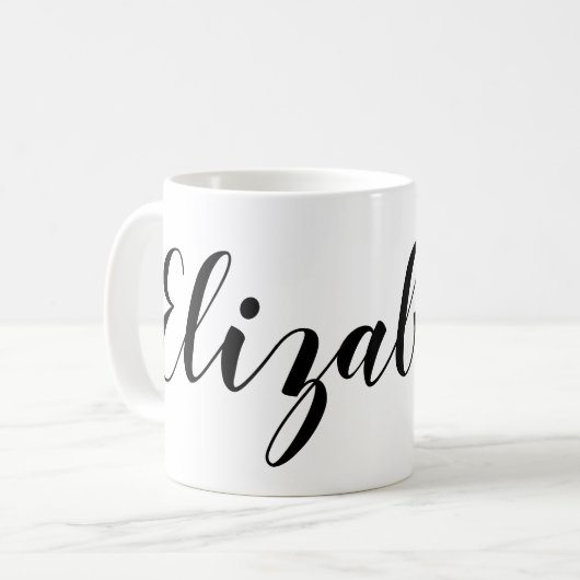 Mug Nom de script blanc noir simple (Devant gauche)