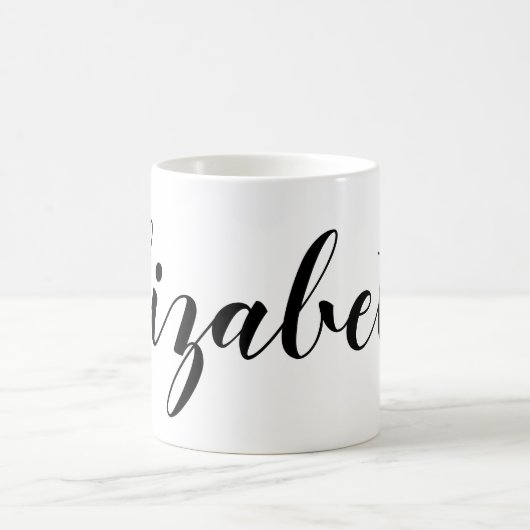 Mug Nom de script blanc noir simple (Centre)