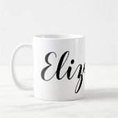 Mug Nom de script blanc noir simple (Gauche)