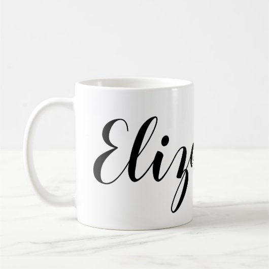 Mug Nom de script blanc noir simple (Gauche)