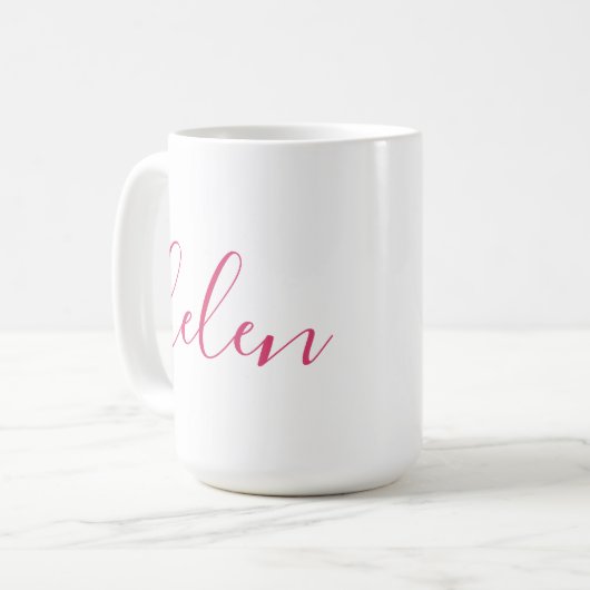 Mug Nom de script Cadeau personnalisé Rose Blanc (Devant gauche)