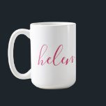 Mug Nom de script Cadeau personnalisé Rose Blanc<br><div class="desc">Une magnifique bouteille d'eau présentant un nom personnalisé dans une police de caractères moderne et élégante. En rose et blanc. Merveilleux comme cadeau pour la fête des mères,  les vacances,  un anniversaire,  une pendaison de crémaillère ou une demoiselle d'honneur.</div>