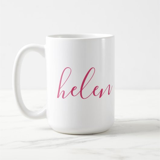 Mug Nom de script Cadeau personnalisé Rose Blanc (Gauche)