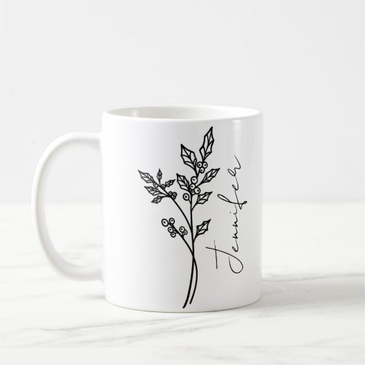 Mug Nom de script de fleur de naissance de décembre Ho (Gauche)