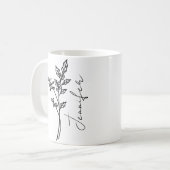 Mug Nom de script de houx de fleur du mois de naissanc (Devant gauche)