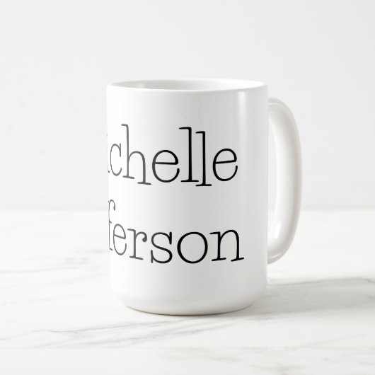 Mug Nom de script noir et blanc tendance Chic (Devant droit)