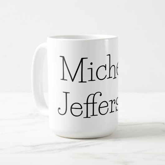 Mug Nom de script noir et blanc tendance Chic (Devant gauche)