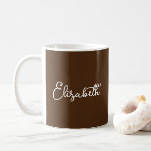 Mug Nom de script personnalisé Élégant Modèle Brown