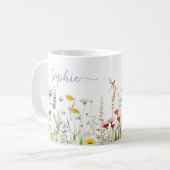 Mug Nom de script personnalisé fleur sauvage (Devant gauche)