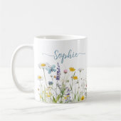 Mug Nom de script personnalisé fleur sauvage (Gauche)